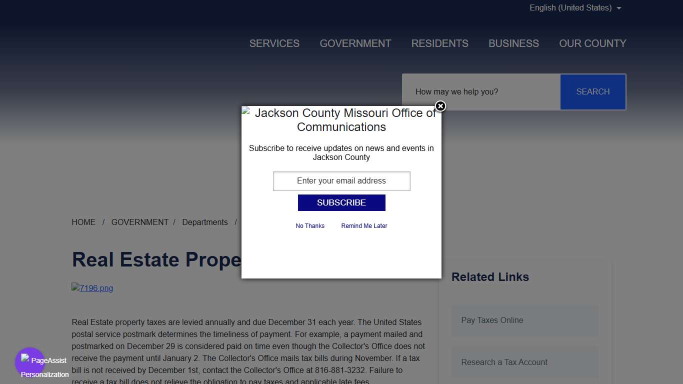 Real Estate Property Tax - Jackson County MO