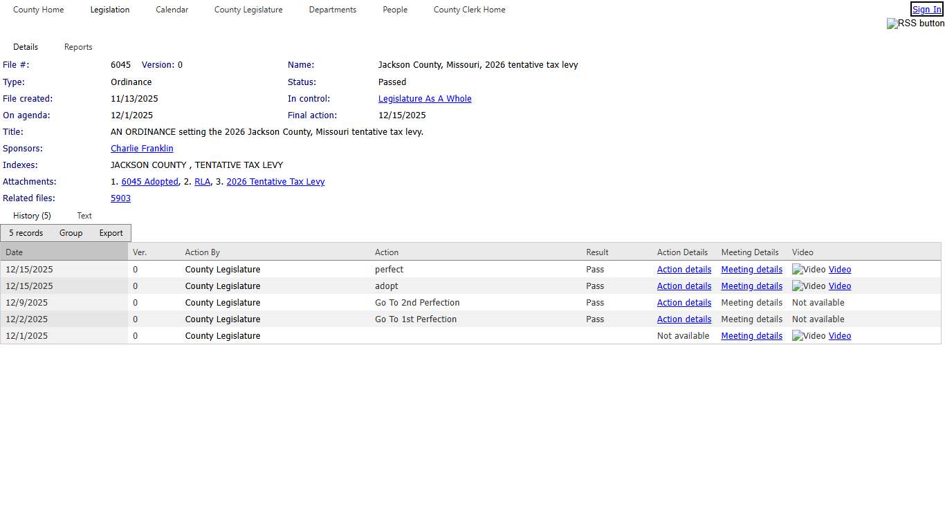 Jackson County Missouri - File #: 6045