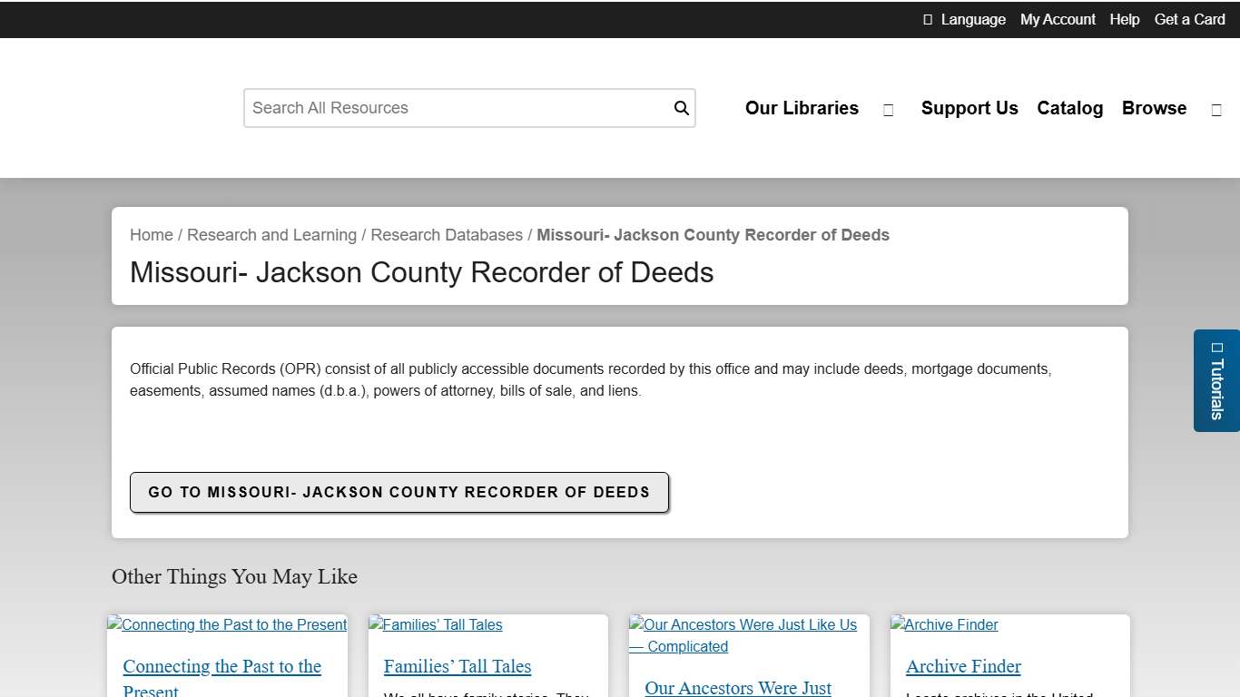 Missouri- Jackson County Recorder of Deeds Mid-Continent Public Library