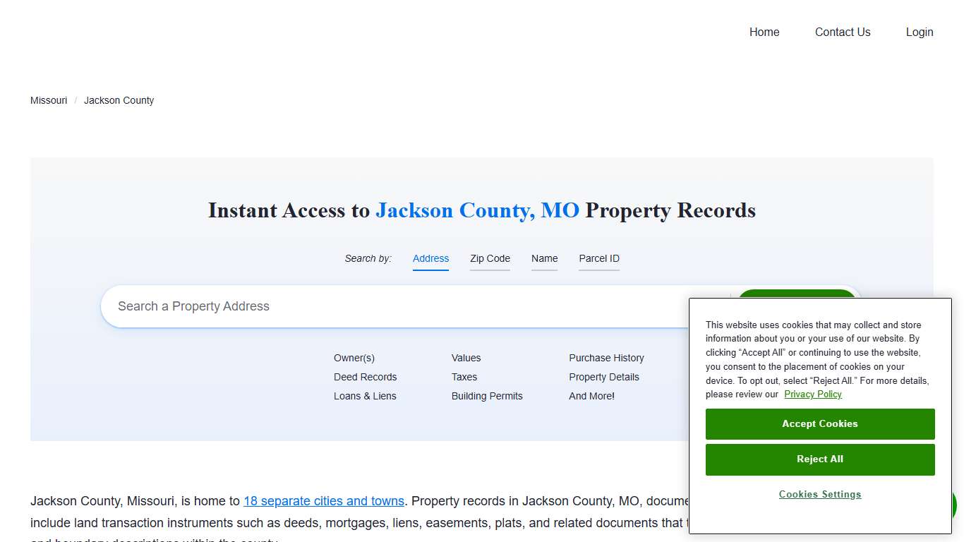 Jackson County, MO Property Records Owners, Deeds, Permits